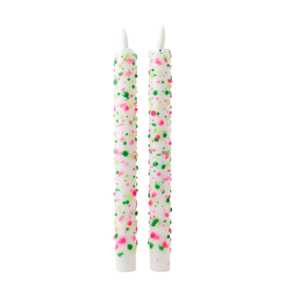 LED Pillar Candle Floral Sparks RC - Set of 2