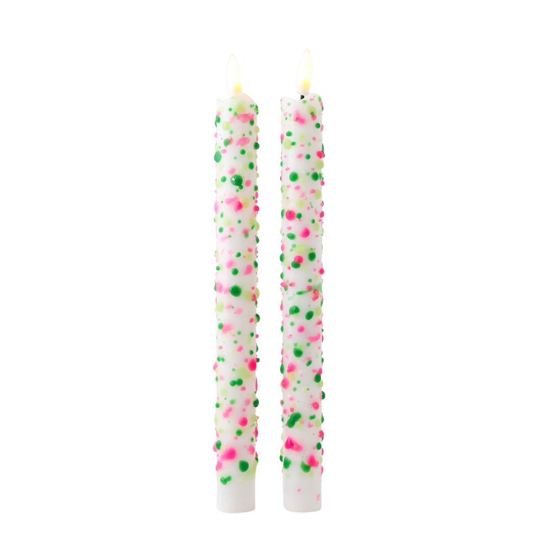 LED Pillar Candle Floral Sparks - Set of 2