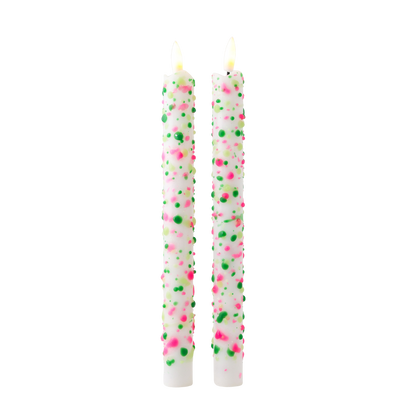 LED Pillar Candle Floral Sparks RC - Set of 2