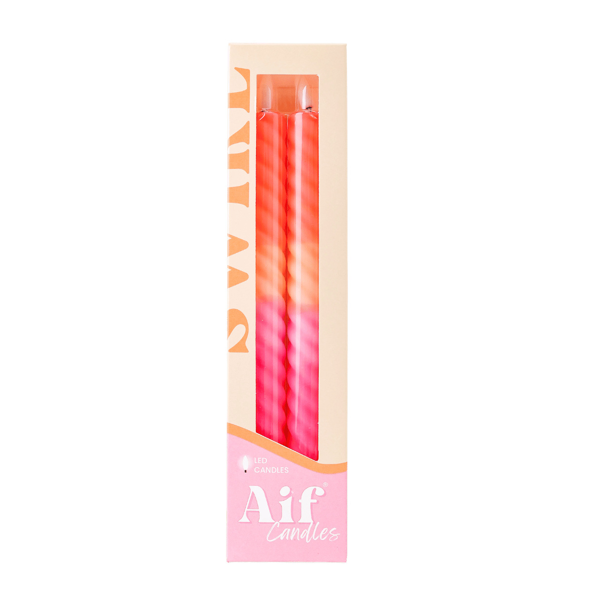 LED Swirl Candle Pink Orange - Set of 2