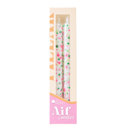 LED Pillar Candle Floral Sparks RC - Set of 2