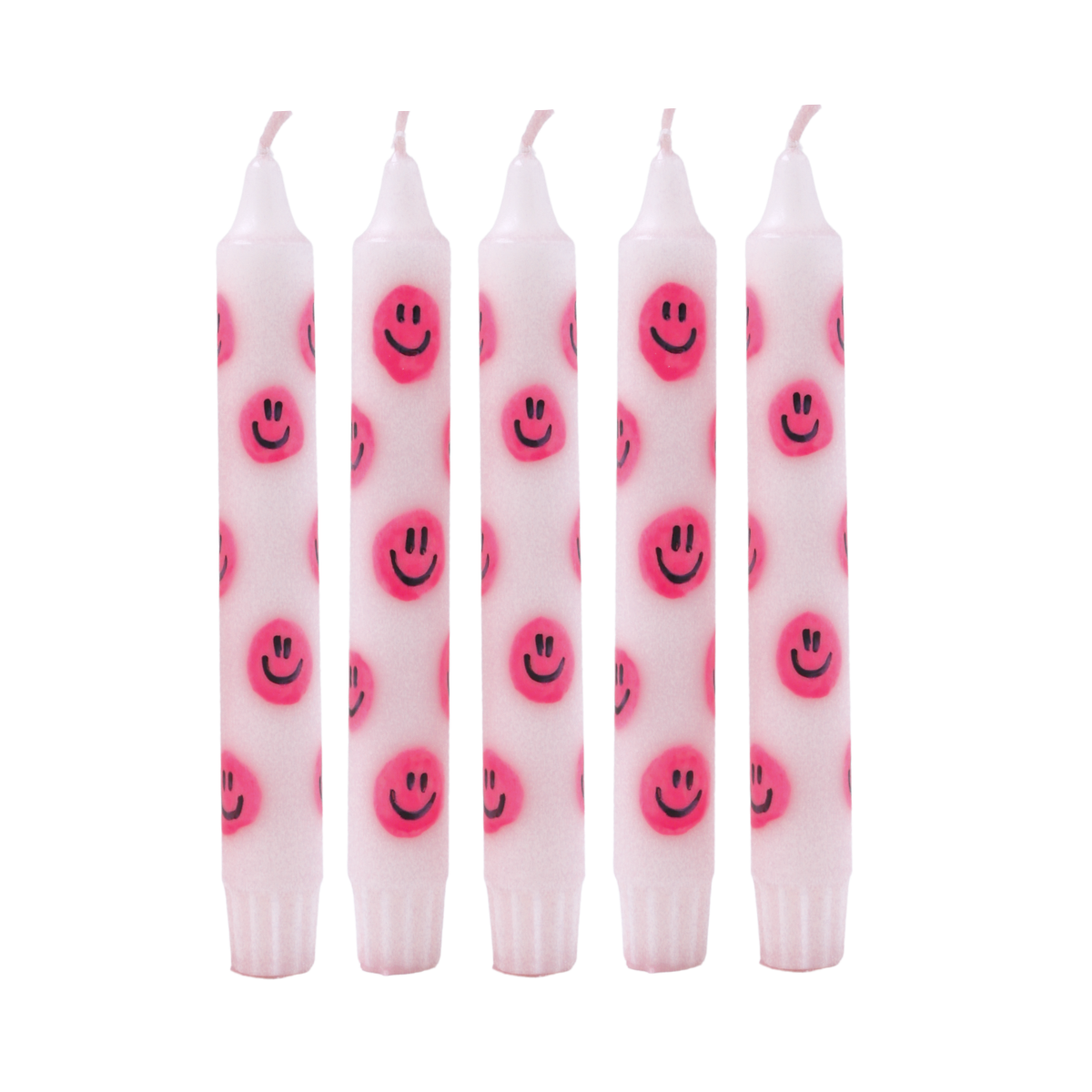 Diner Kaars Smiley Pink - Set van 5