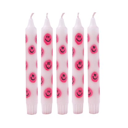 Diner Candle Smiley Pink - Pack of 5