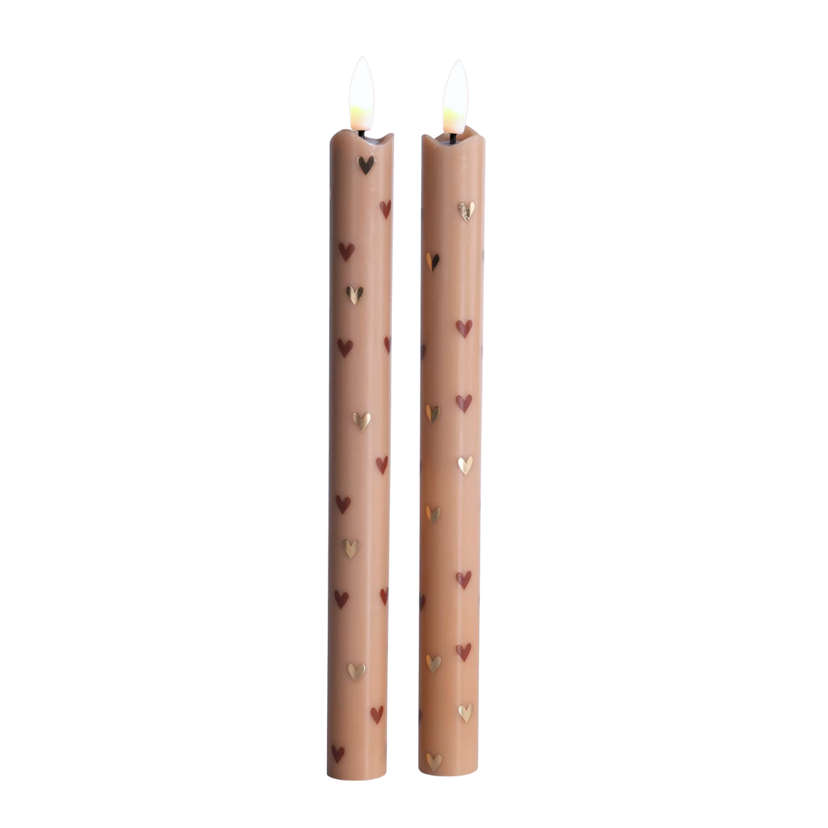 LED Pillar Candle Hearts Sand - Set of 2