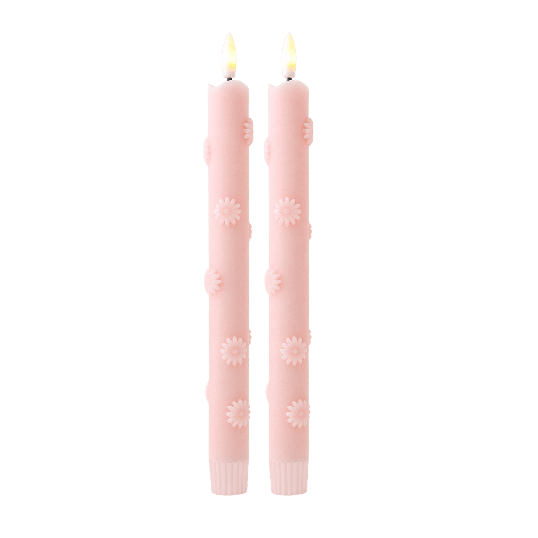 LED-Stumpenkerze Rosy - 2er-Set