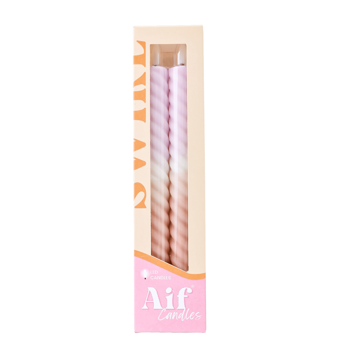 LED Swirl Candle Lila Sand - Set of 2