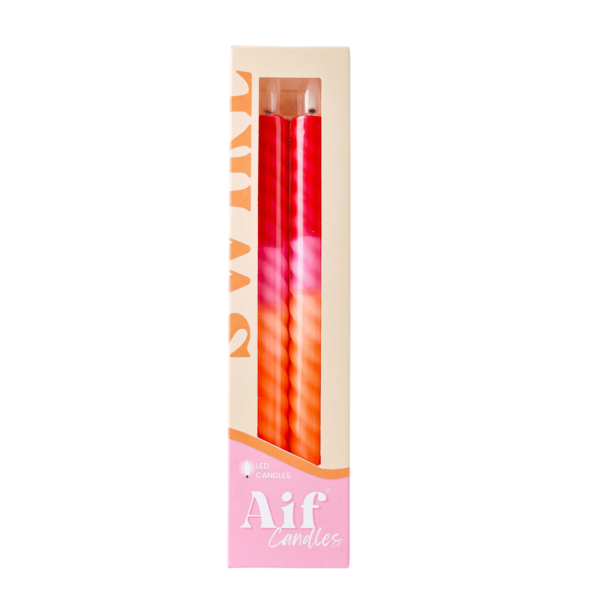 LED Swirl Candle Red Orange - Set of 2