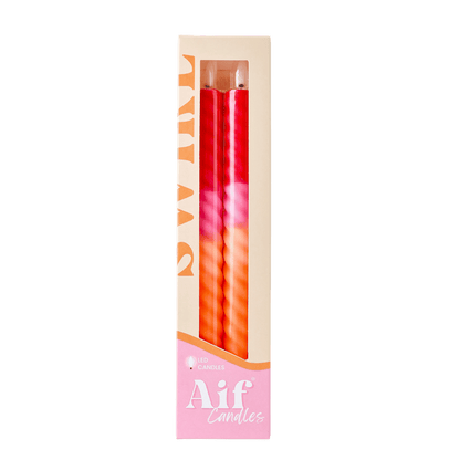 LED Swirl Candle Red Orange RC- Set of 2