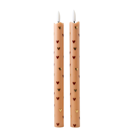 LED Pillar Candle Hearts Sand - Set of 2