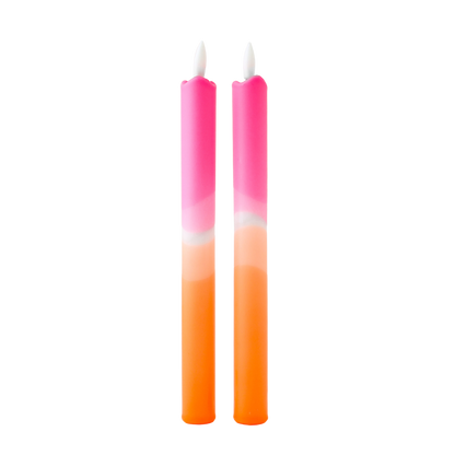 LED Pillar Candle Pink Orange RC - Set of 2
