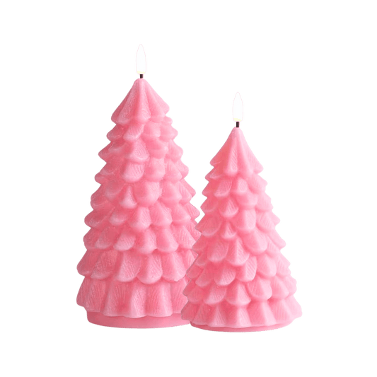 LED Kerstboomkaars Roze RC - Set van 2 - editie 2025