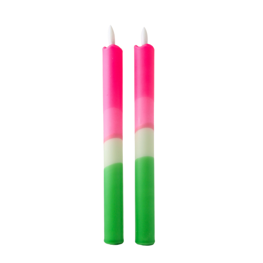 LED Pillar Candle Spring Tulip - Set of 2