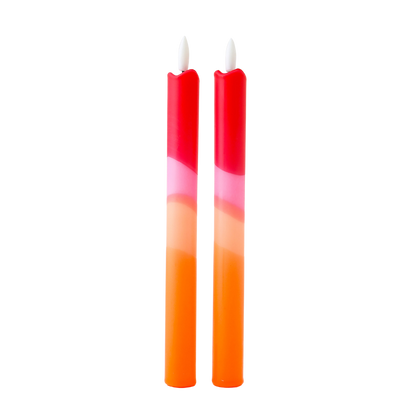 LED Pillar Candle Red Pink RC - Set of 2