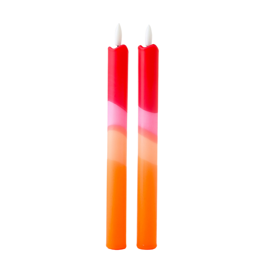 LED Pillar Candle Red Pink - Set of 2