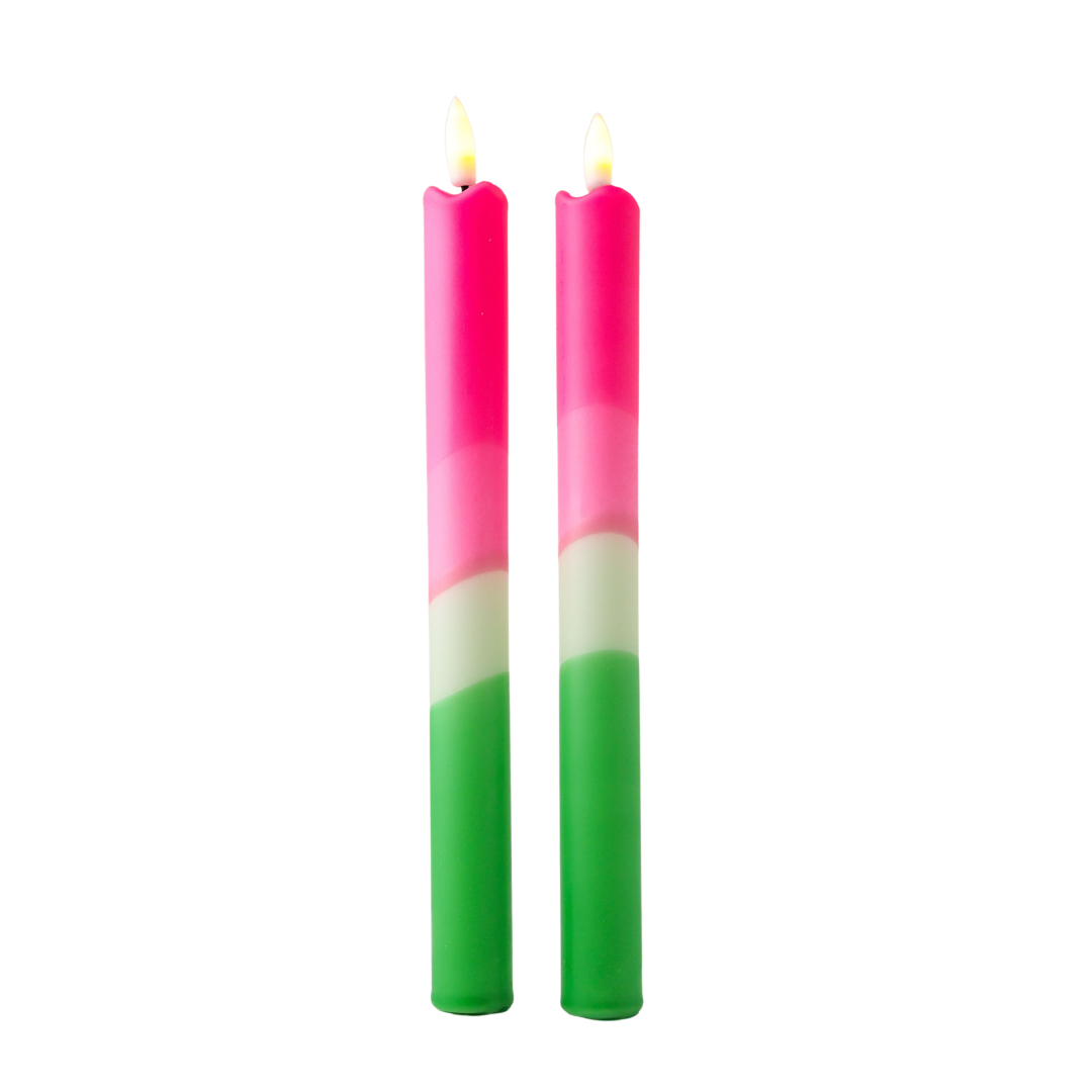 LED Pillar Candle Spring Tulip - Set of 2
