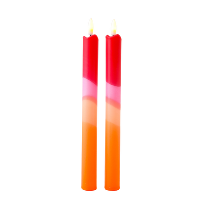 LED Pillar Candle Red Pink RC - Set of 2