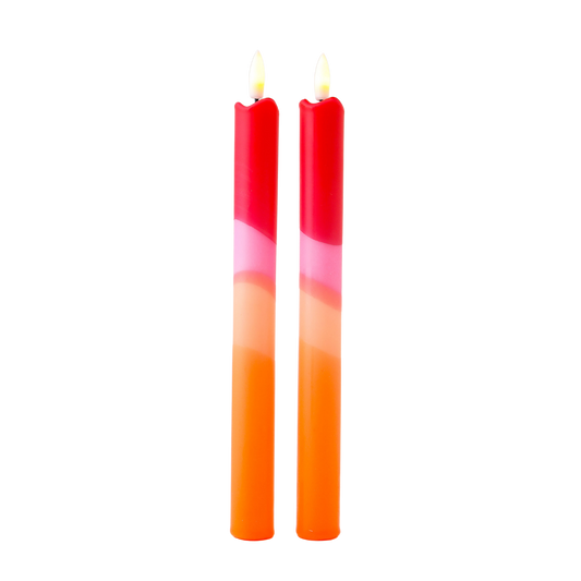LED Pillar Candle Red Pink - Set of 2