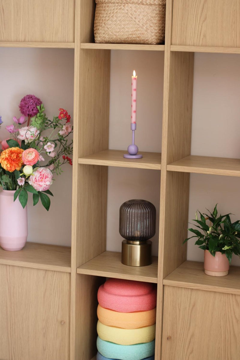 LED Pillar Candle Smiley Pink - Set of 2