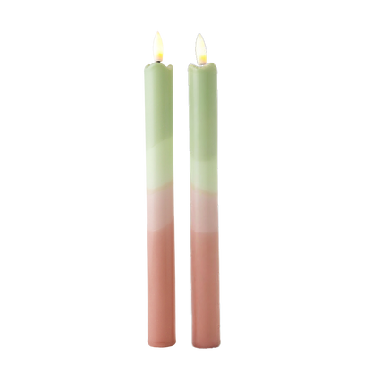 LED Pillar Candle Misty Green RC- Set of 2