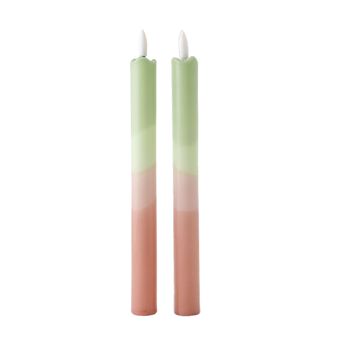 LED Pillar Candle Misty Green - Set of 2