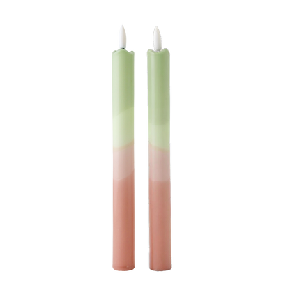 LED Pillar Candle Misty Green RC- Set of 2