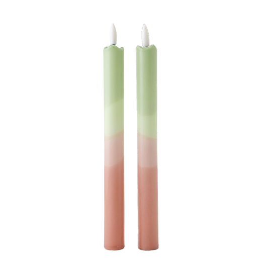 LED Pillar Candle Misty Green - Set of 2