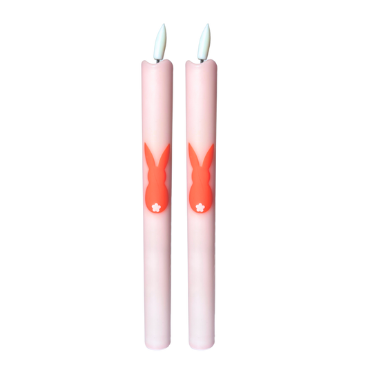 LED Pillar Candle Bunny Orange - Set of 2