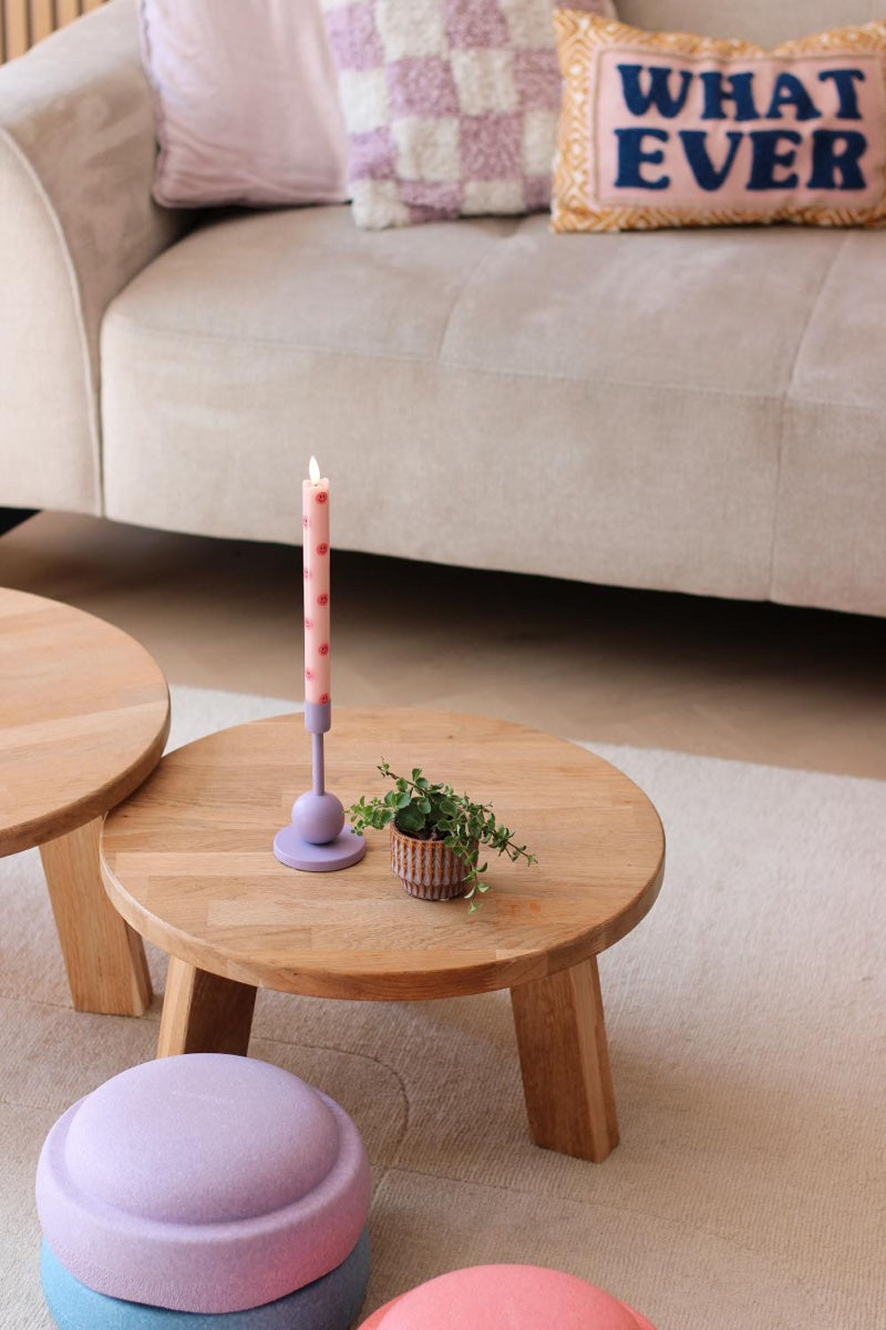 LED Pillar Candle Smiley Pink - Set of 2