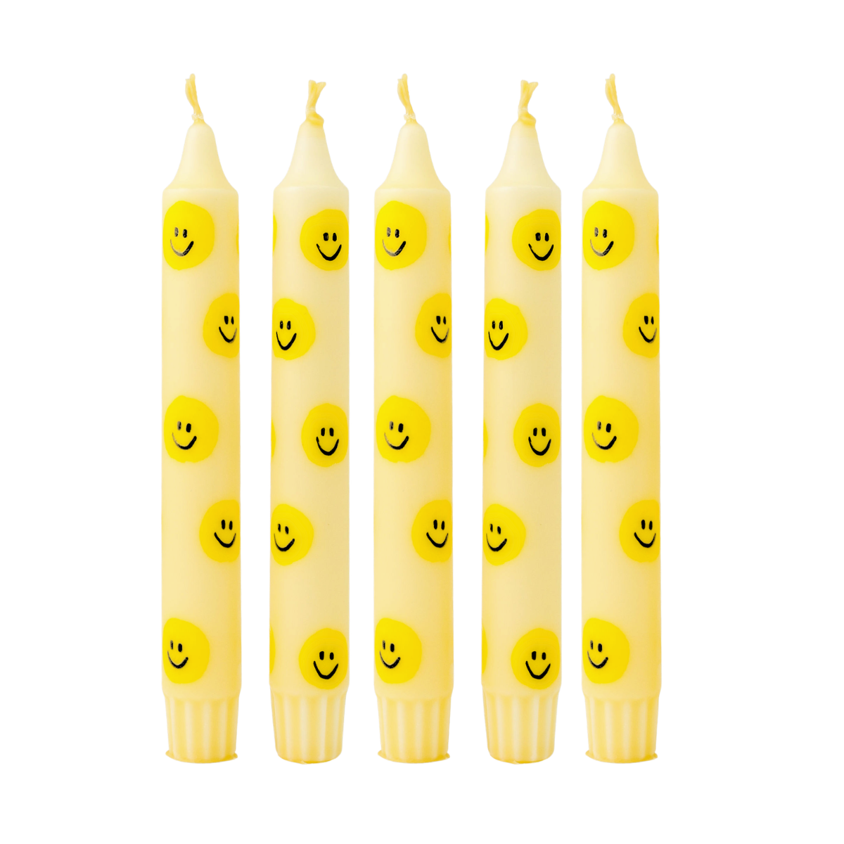 Diner Kaars Smiley Yellow - Set van 5