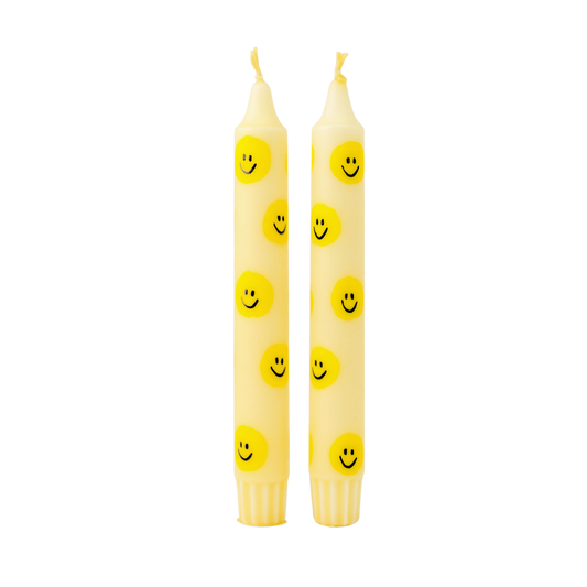 Diner Kaars Smiley Yellow - Set van 5