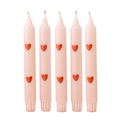 Stabkerzen-Duo Herzen Sand – 5er-Pack