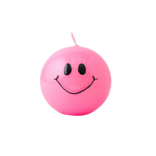 Smiley Kaars Pink - Verpakt per 6 stuks