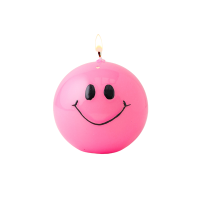 Ball Candle Smiley Pink - Pack of 6