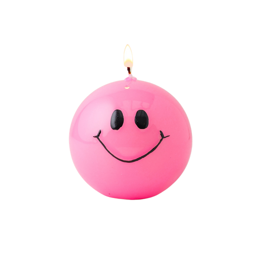 Smiley Kaars Pink - Verpakt per 6 stuks