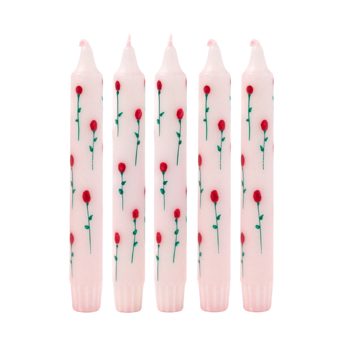 Diner Kaars Rosy - Set van 5