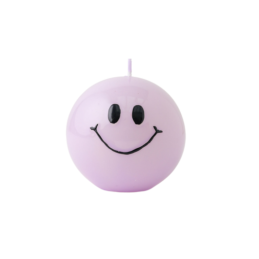 Smiley Kaars Lila - Verpakt per 6 stuks