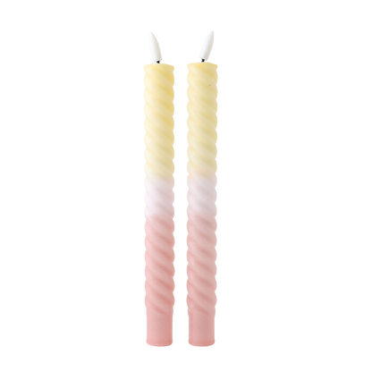 LED Swirl Candle Pastel RC - Set of 2