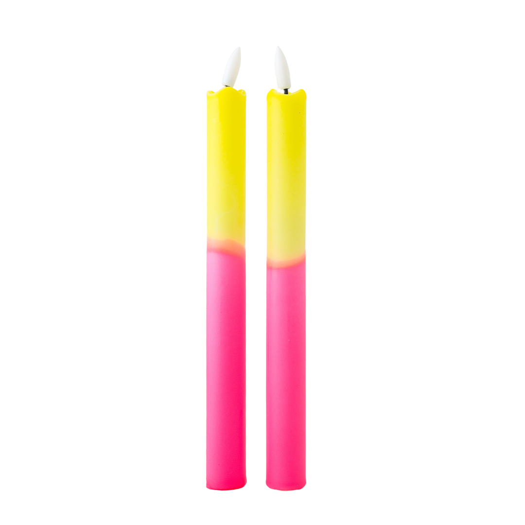 LED Pillar Candle Neon Bloom - Set of 2