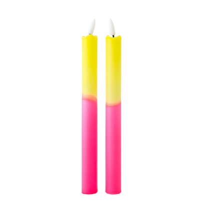 LED Pillar Candle Neon Bloom RC - Set of 2