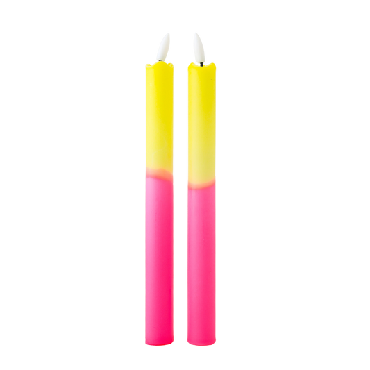 LED Pillar Candle Neon Bloom - Set of 2