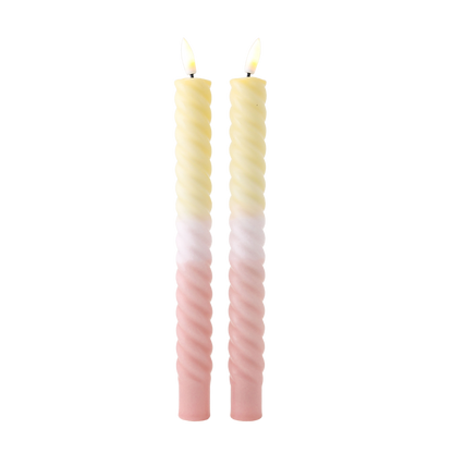 LED Swirl Candle Pastel RC - Set of 2