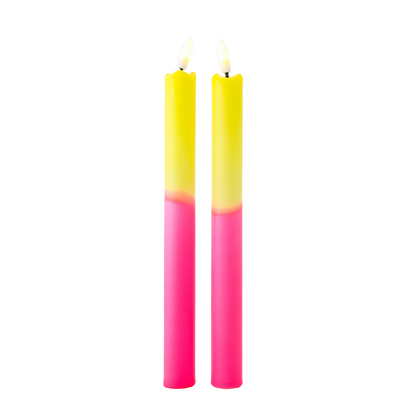 LED Pillar Candle Neon Bloom RC - Set of 2