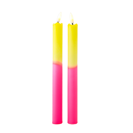 LED Pillar Candle Neon Bloom - Set of 2