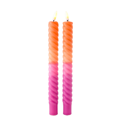 LED Swirl Candle Sunset RC - Set of 2