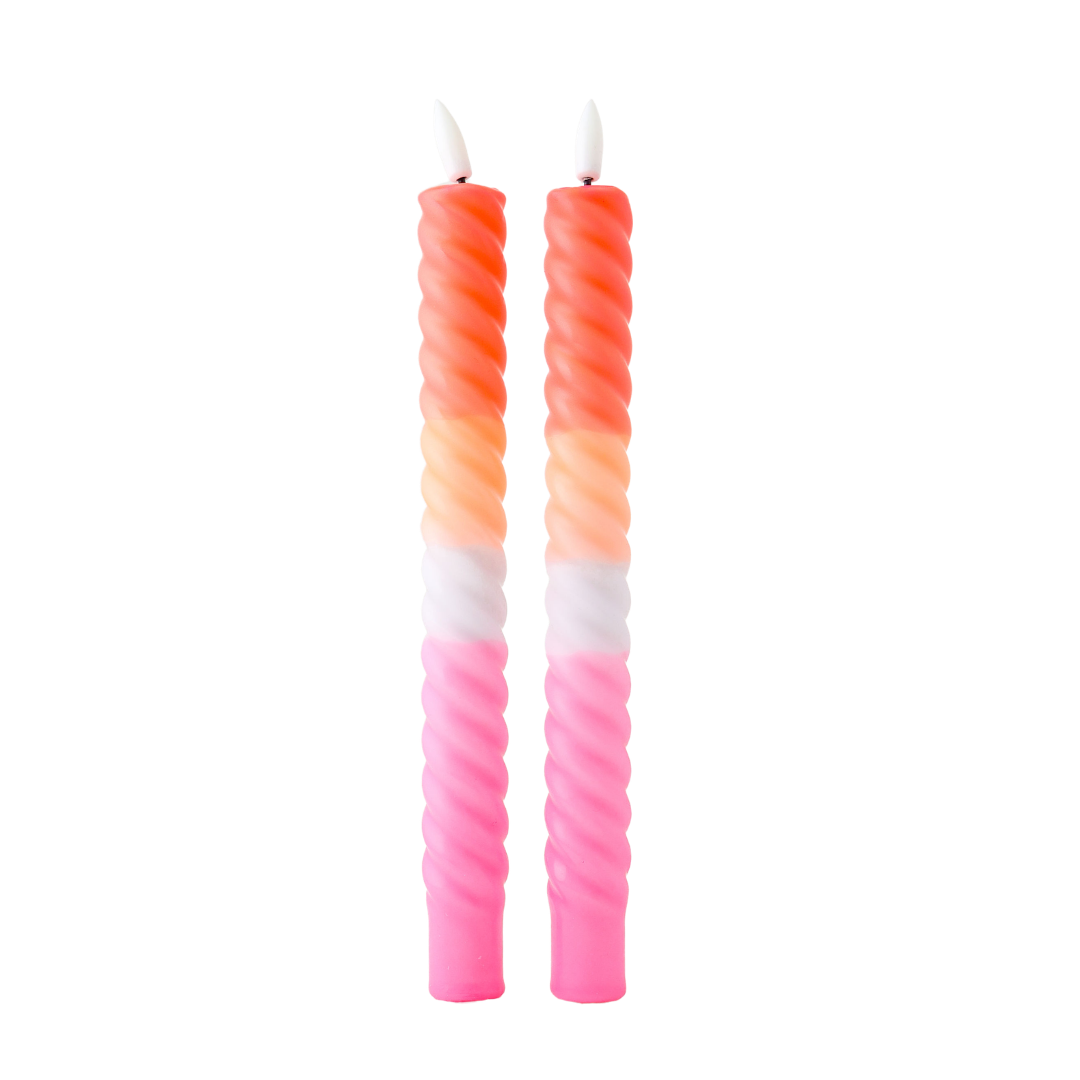 LED Swirl Candle Multicolor - Set of 2