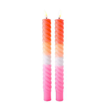 LED Swirl Candle Multicolor RC - Set of 2