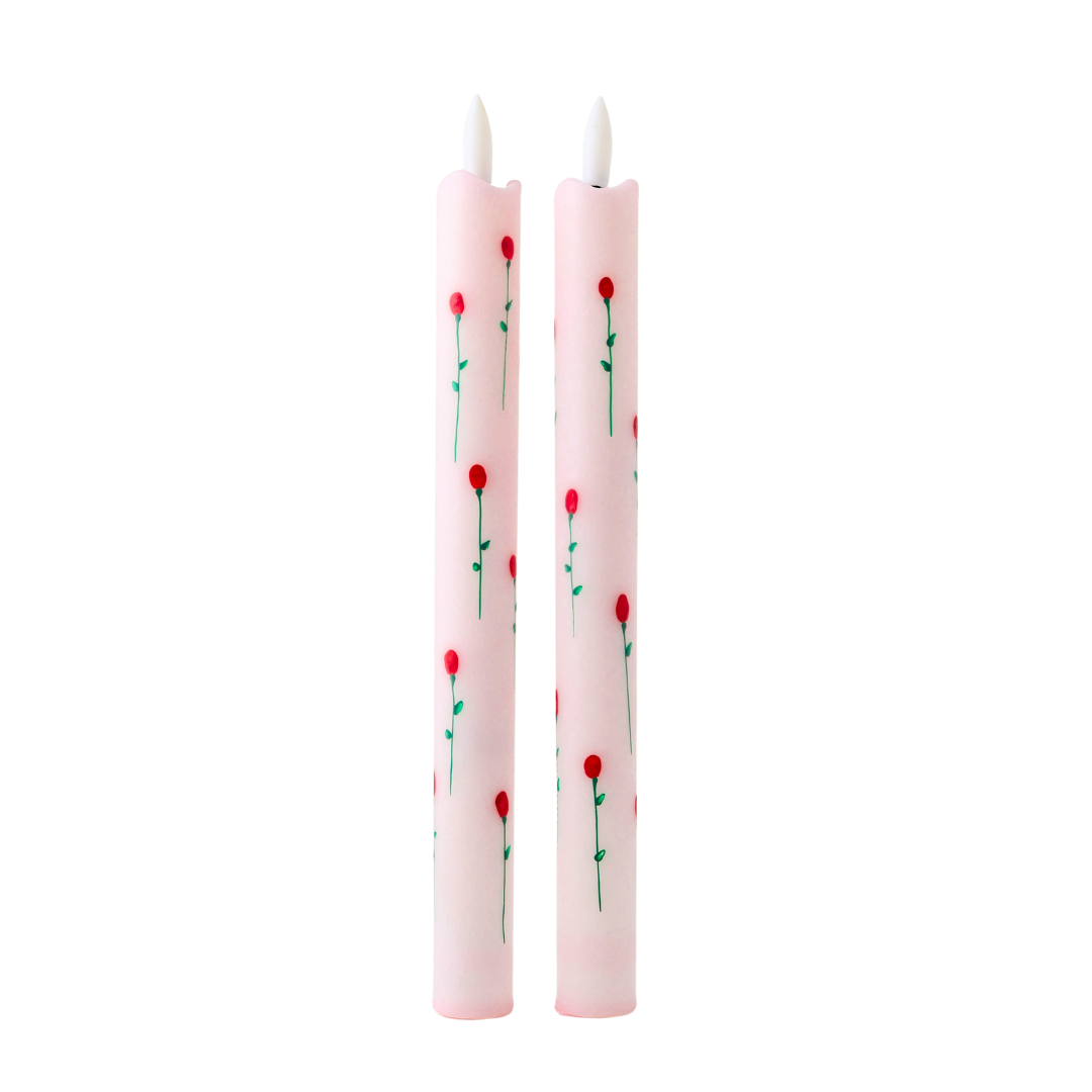 LED Pillar Candle Rosy - Set of 2