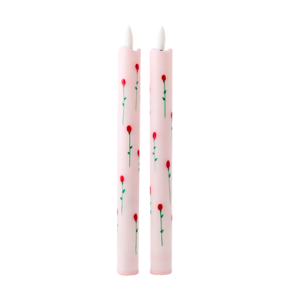 LED Pillar Candle Rosy RC - Set of 2