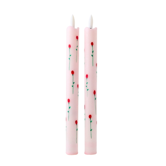 LED Pillar Candle Rosy - Set of 2