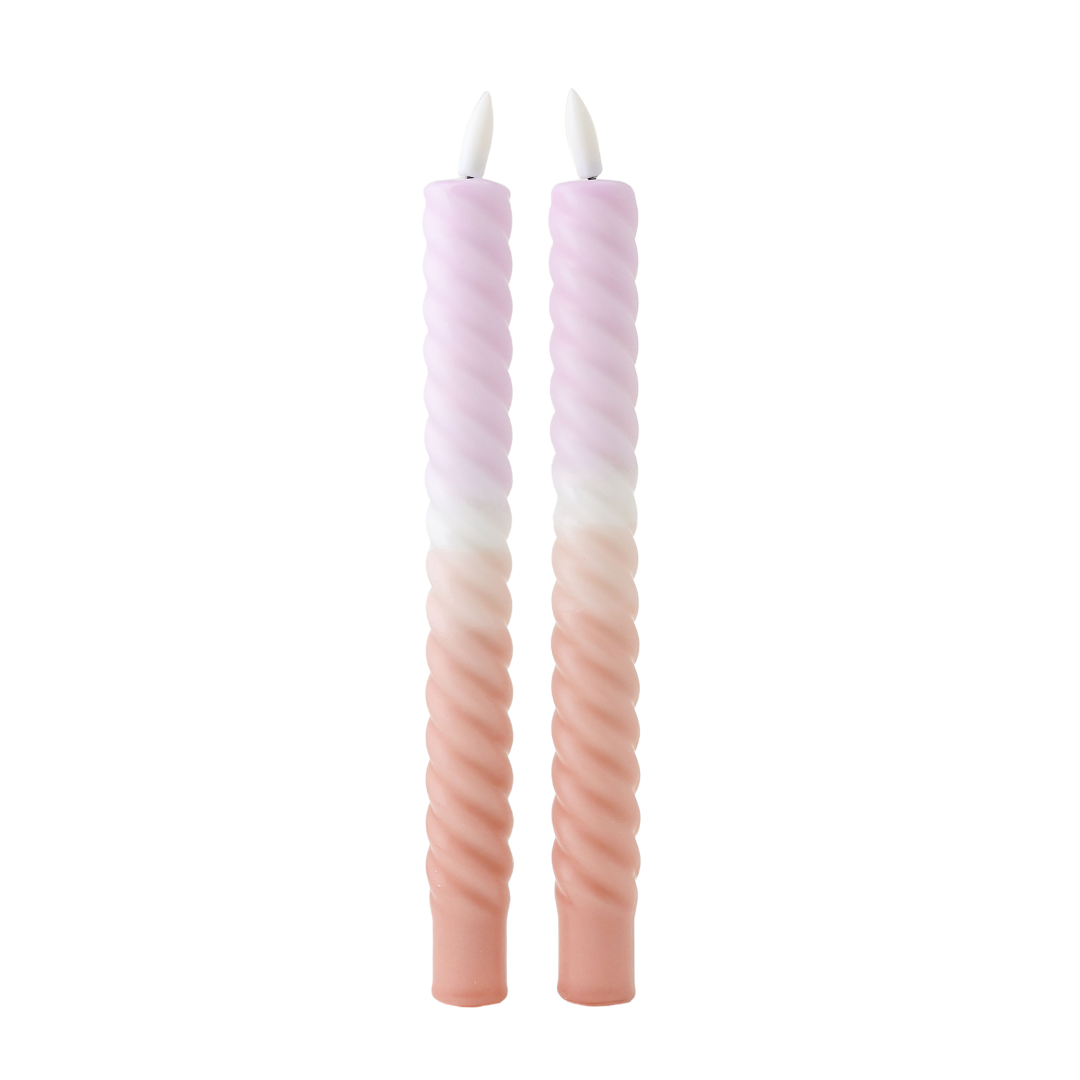 LED Swirl Candle Lila Sand - Set of 2
